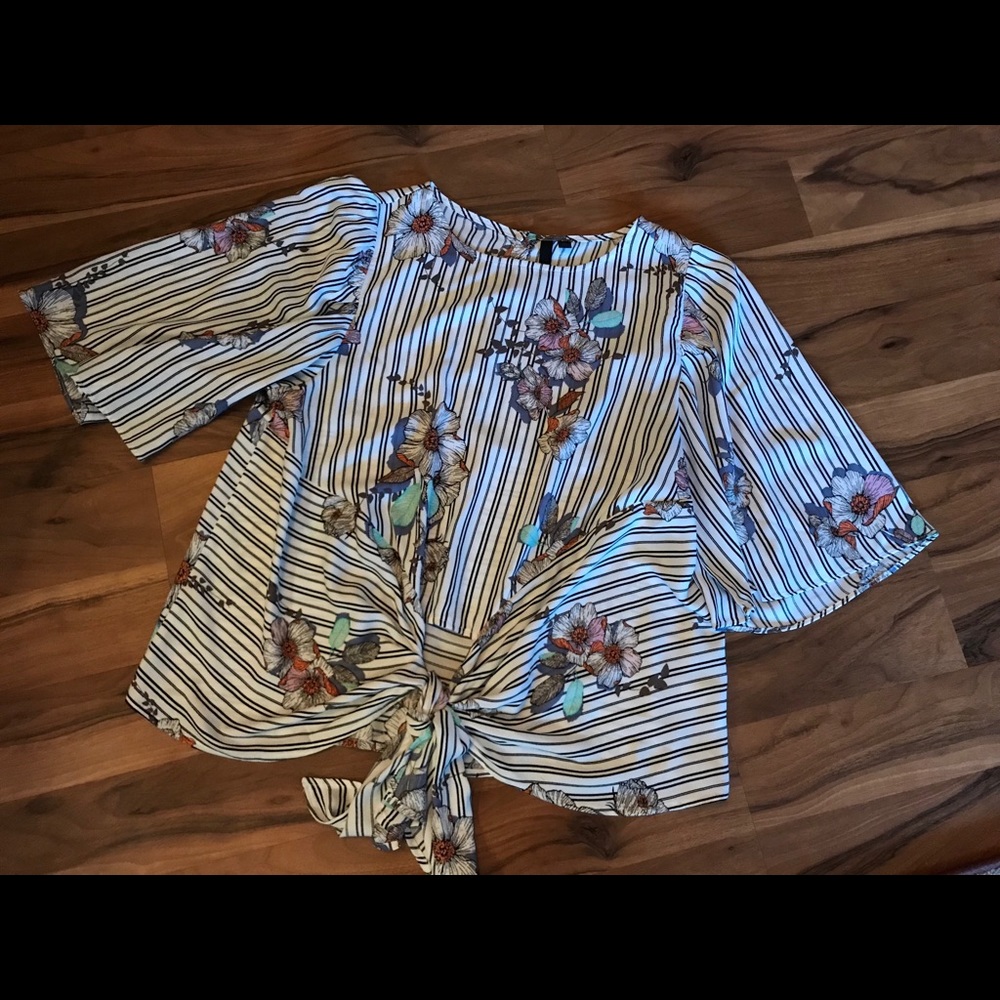 Floral and stripe flowy top